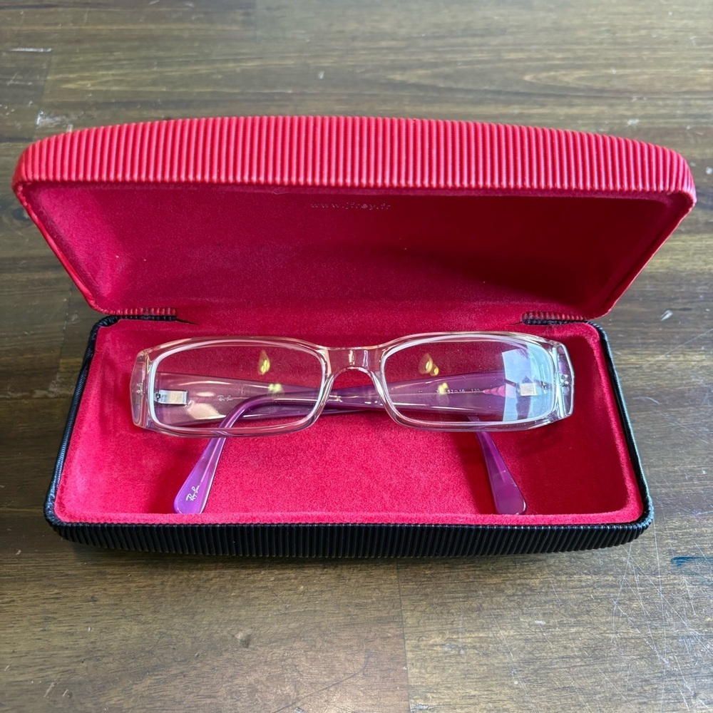 Ray-Ban Eye Glasses Clear Fram Pink Purple Reading - Picture 8 of 8